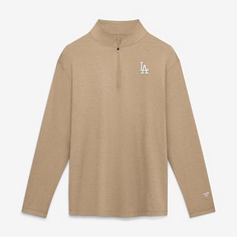 Men's Fanatics Khaki Los Angeles Dodgers Clutch Quarter-Zip Pullover