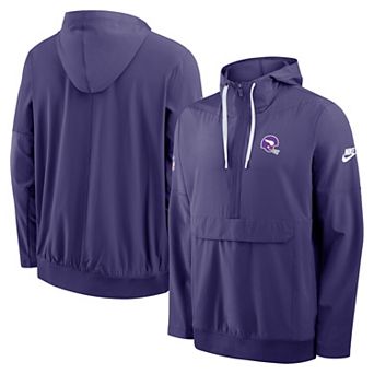 Men's Nike Purple Minnesota Vikings Sideline Broken Rules Alternate Anorak Half-Zip Hooded Jacket