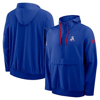Men's Nike Royal New England Patriots Alt Anorak Half-Zip Hooded Jacket