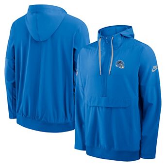 Men's Nike Blue Detroit Lions Alt Anorak Half-Zip Hooded Jacket