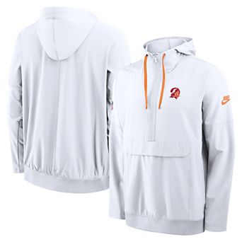 Men's Nike White Tampa Bay Buccaneers Sideline Broken Rules Alternate Anorak Half-Zip Hooded Jacket