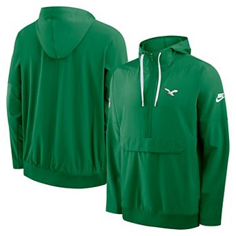 Men's Nike Kelly Green Philadelphia Eagles Sideline Broken Rules Alternate Anorak Half-Zip Hooded Jacket