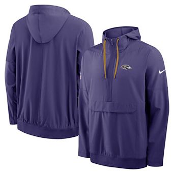 Men's Nike Purple Baltimore Ravens Sideline Broken Rules Alternate Anorak Half-Zip Hooded Jacket