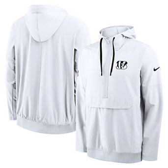 Men's Nike White Cincinnati Bengals Sideline Broken Rules Alternate Anorak Half-Zip Hooded Jacket