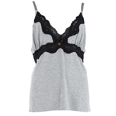 Daisy Fuentes Women's Plus Size Ribbed Lace Cami and Shorts Sleep Set