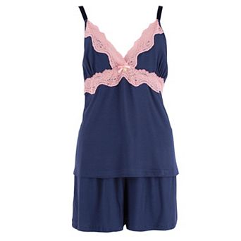 Daisy Fuentes Women's Plus Size Ribbed Lace Cami and Shorts Sleep Set
