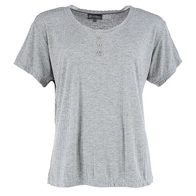 Daisy Fuentes Women's Plus Size Short Sleeve Pointelle Pajama Set
