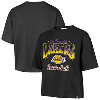 Women's '47 Black Los Angeles Lakers Vibe Check Reed City T-Shirt
