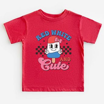 Red White And Cute Popsicle - Toddler Short Sleeve Graphic T-Shirt