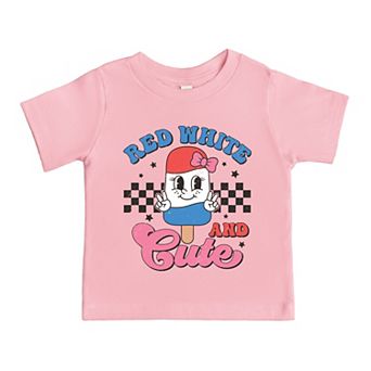 Red White And Cute Popsicle - Toddler Short Sleeve Graphic T-Shirt