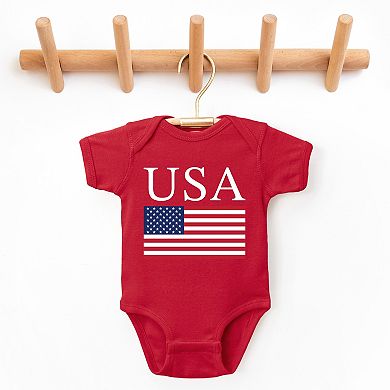 USA Flag Solid - Infant Short Sleeve Graphic Bodysuit