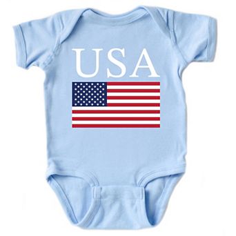 USA Flag Solid - Infant Short Sleeve Graphic Bodysuit