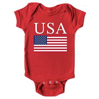 USA Flag Solid - Infant Short Sleeve Graphic Bodysuit