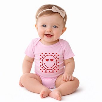 SmileyWorld Smiley Face Hearts - Infant Short Sleeve Graphic Bodysuit