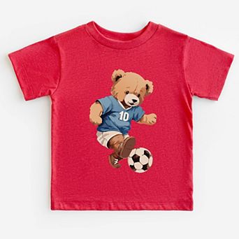 Watercolor Soccer Bear - Toddler Short Sleeve Graphic T-Shirt