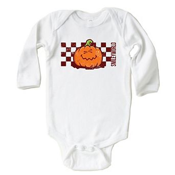 SmileyWorld Pumpkin Face Checkered - Baby Long Sleeve Bodysuit