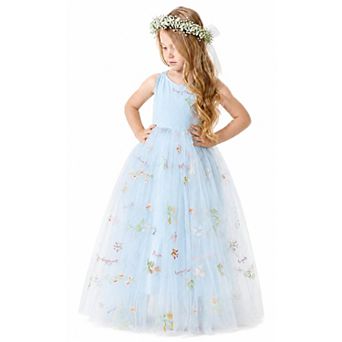 2Bunnies Girls' 3T-10Y Enchanted Garden Embroidered Tulle Maxi Dress with Bow Back