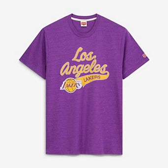 Unisex Homage Purple Los Angeles Lakers Script Tri-Blend T-Shirt