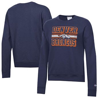 Women's Champion Navy Denver Broncos Powerblend Fleece Sweatshirt