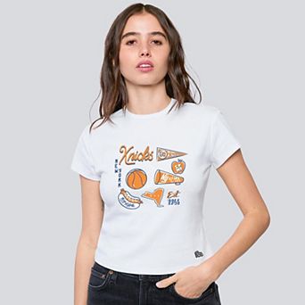 Women's Hype and Vice White New York Knicks Cropped Baby T-Shirt