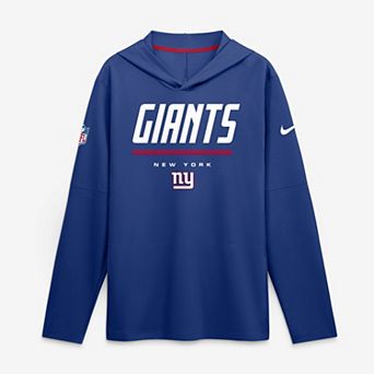 Men's Nike Royal New York Giants Sideline Game On Lightweight Long Sleeve Hooded Dri-FIT Top