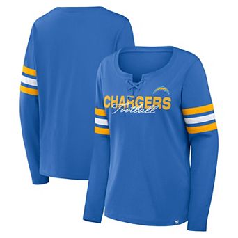 Women's Fanatics Blue Los Angeles Chargers Team First Coverage Scheme Lace-Up Long Sleeve T-Shirt