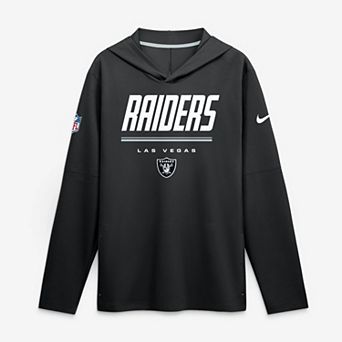 Men's Nike Black Las Vegas Raiders Sideline Game On Lightweight Long Sleeve Hooded Dri-FIT Top