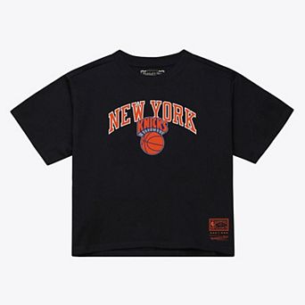 Women's Mitchell & Ness Black New York Knicks Evergreen Cropped T-Shirt