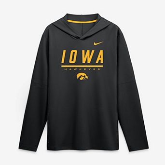 Men's Nike Black Iowa Hawkeyes 2026 Sideline Lightweight Long Sleeve Hooded Dri-FIT Top