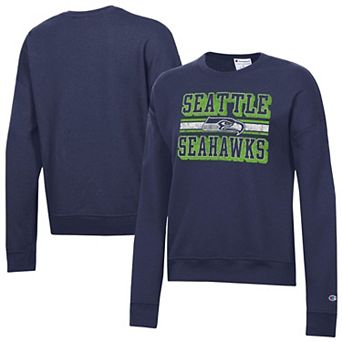 Women's Champion Navy Seattle Seahawks Powerblend Fleece Sweatshirt