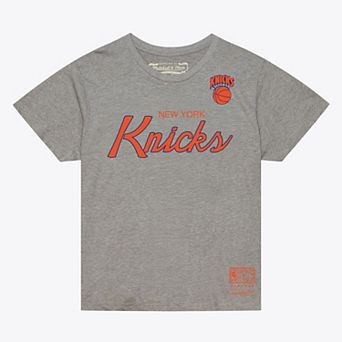 Men's Mitchell & Ness Heather Gray New York Knicks Vintage Wordmark Boxy T-Shirt