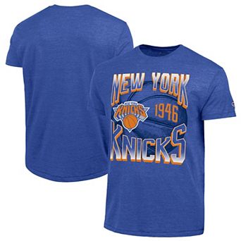 Men's Champion Royal New York Knicks Basketball Background Tri-Blend T-Shirt