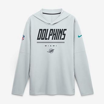 Men's Nike Platinum Miami Dolphins Sideline Lightweight Long Sleeve Hooded Dri-FIT Top