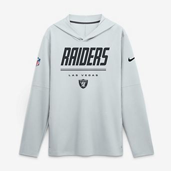 Men's Nike Platinum Las Vegas Raiders Sideline Lightweight Long Sleeve Hooded Dri-FIT Top