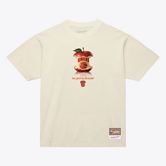 Men's Mitchell & Ness Cream New York Knicks Court Apple T-Shirt