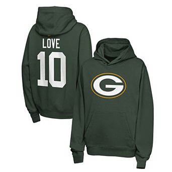 Youth Nike Jordan Love Green Green Bay Packers Name & Number Club Fleece Hoodie