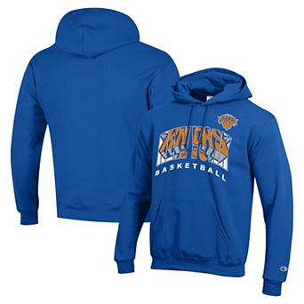 Men's Champion Royal New York Knicks Arch Logo Powerblend Fleece Hoodie