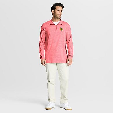 Men's Fanatics Heather Red Chicago Blackhawks Clutch Boarding Poly Quarter-Zip Pullover
