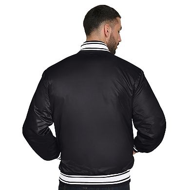Men's Starter Black New York Knicks Final Buzzer Satin Varsity Full-Snap Jacket