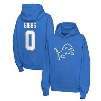 Youth Nike Jahmyr Gibbs Blue Detroit Lions Name & Number Club Fleece Hoodie