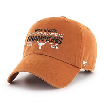 Unisex '47 Texas Orange Texas Longhorns Back-to-Back NCAA Softball Women's College World Series Champions Clean Up Adjustable Hat