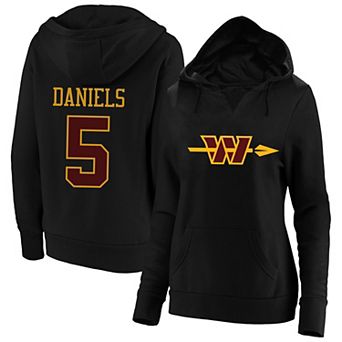 Women's Fanatics Jayden Daniels Black Washington Commanders Plus Size Player Name & Number V-Neck Hoodie