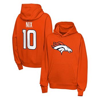 Youth Nike Bo Nix Orange Denver Broncos Name & Number Club Fleece Hoodie