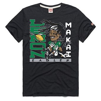 Unisex Homage Makai Lemon Charcoal Philadelphia Eagles Caricature Tri-Blend T-Shirt