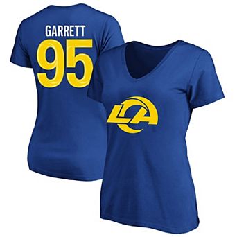 Women's Fanatics Myles Garrett Royal Los Angeles Rams Plus Size Name & Number V-Neck T-Shirt