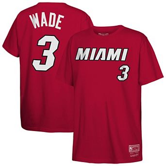 Youth Mitchell & Ness Dwyane Wade Red Miami Heat Hardwood Classics Name & Number T-Shirt