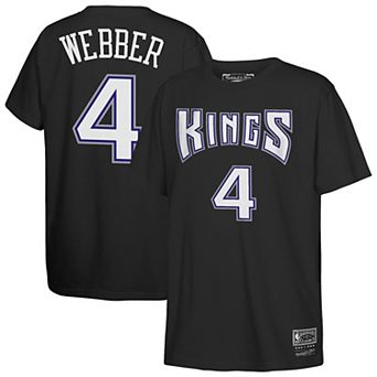 Youth Mitchell & Ness Chris Webber Black Sacramento Kings Hardwood Classics Name & Number T-Shirt