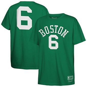 Youth Mitchell & Ness Bill Russell Kelly Green Boston Celtics Hardwood Classics Name & Number T-Shirt