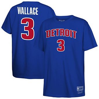 Youth Mitchell & Ness Ben Wallace Blue Detroit Pistons Hardwood Classics Name & Number T-Shirt