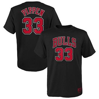 Youth Mitchell & Ness Scottie Pippen Black Chicago Bulls Hardwood Classics Name & Number T-Shirt